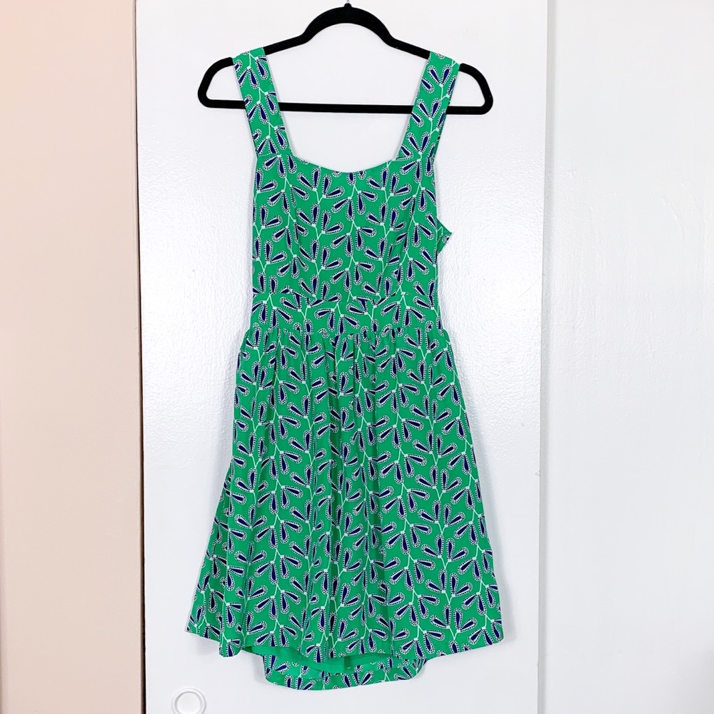 Tulle Green Print Tie Back Sleeveless Mini Dress